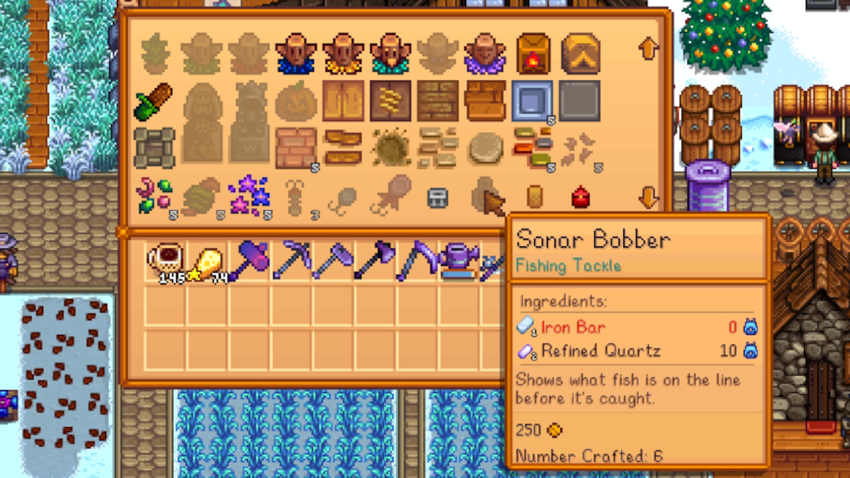 Crafting a Sonar Bobber in Stardew Valley