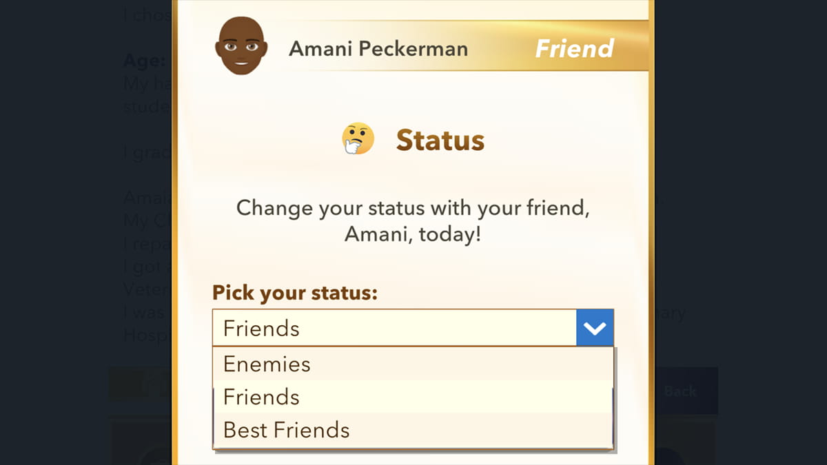 BitLife best friend option