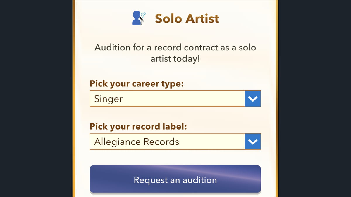 BitLife auditioning for singer